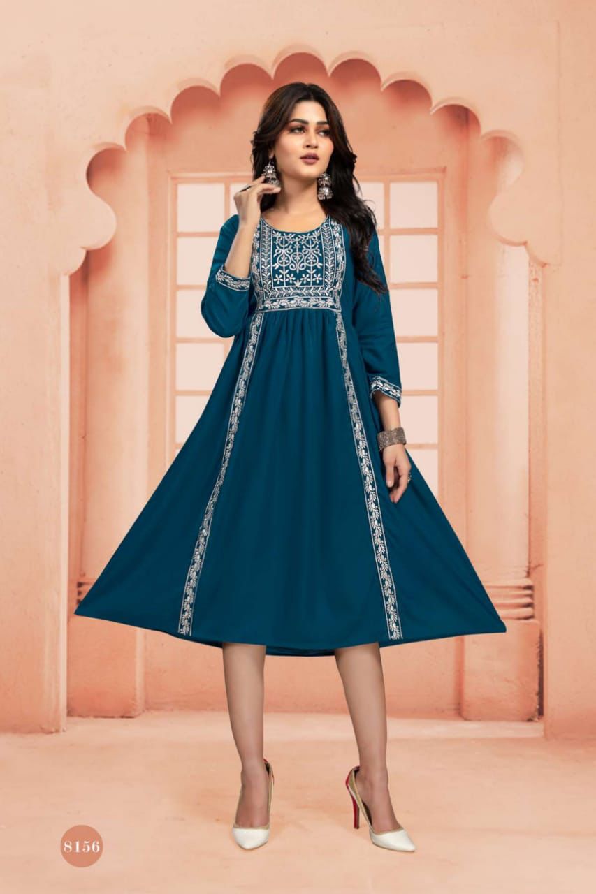 Flora 3 Regular Wear Rayon Printed Anarkali Kurti Collection
